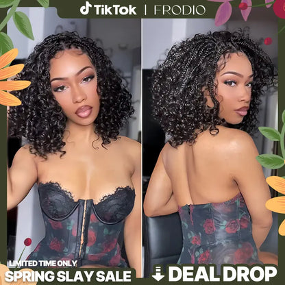✨13x6 HD Lace Wig Glueless Wear & Go 12” Boho Braids Water Wave Pre-Cut Lace Wig – Premium Fiber, Beginner Friendly