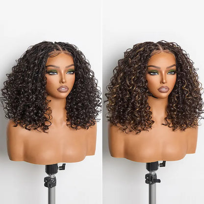 ✨13x6 HD Lace Wig Glueless Wear & Go 12” Boho Braids Water Wave Pre-Cut Lace Wig – Premium Fiber, Beginner Friendly